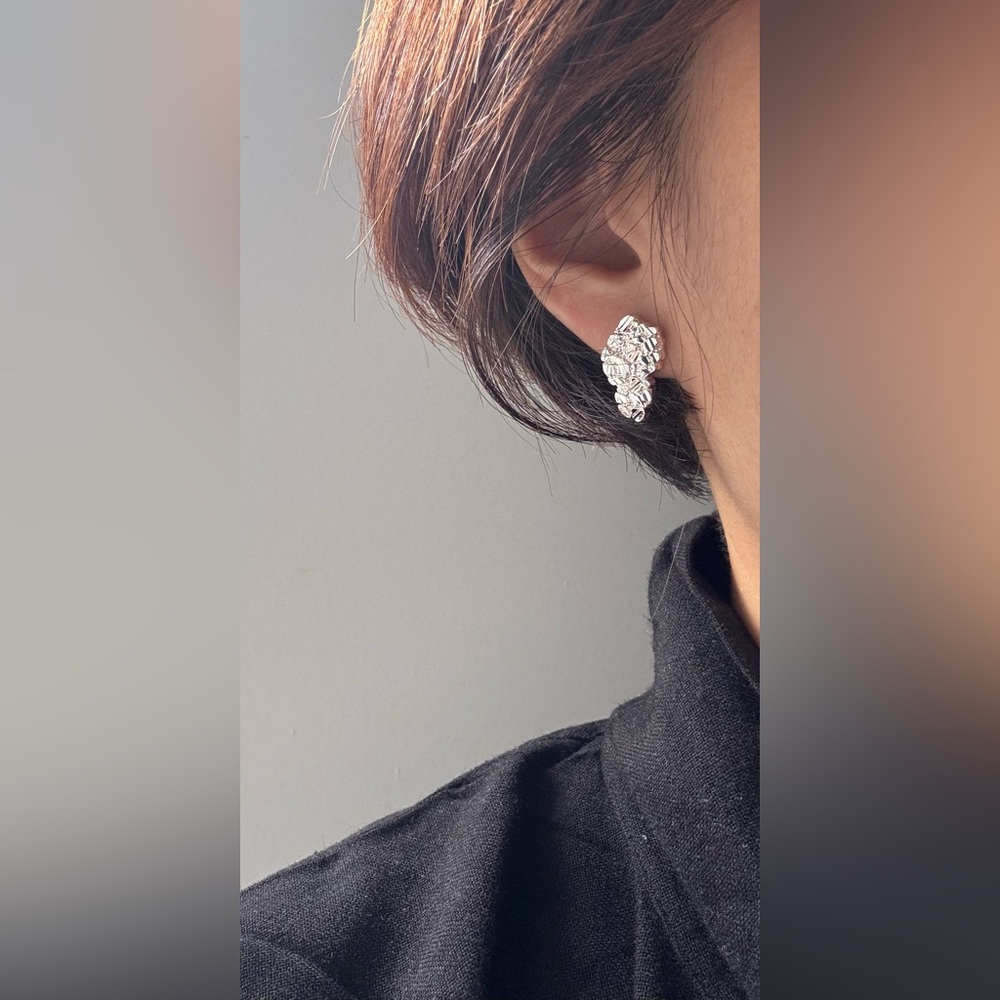 Crumple Silver Earrings